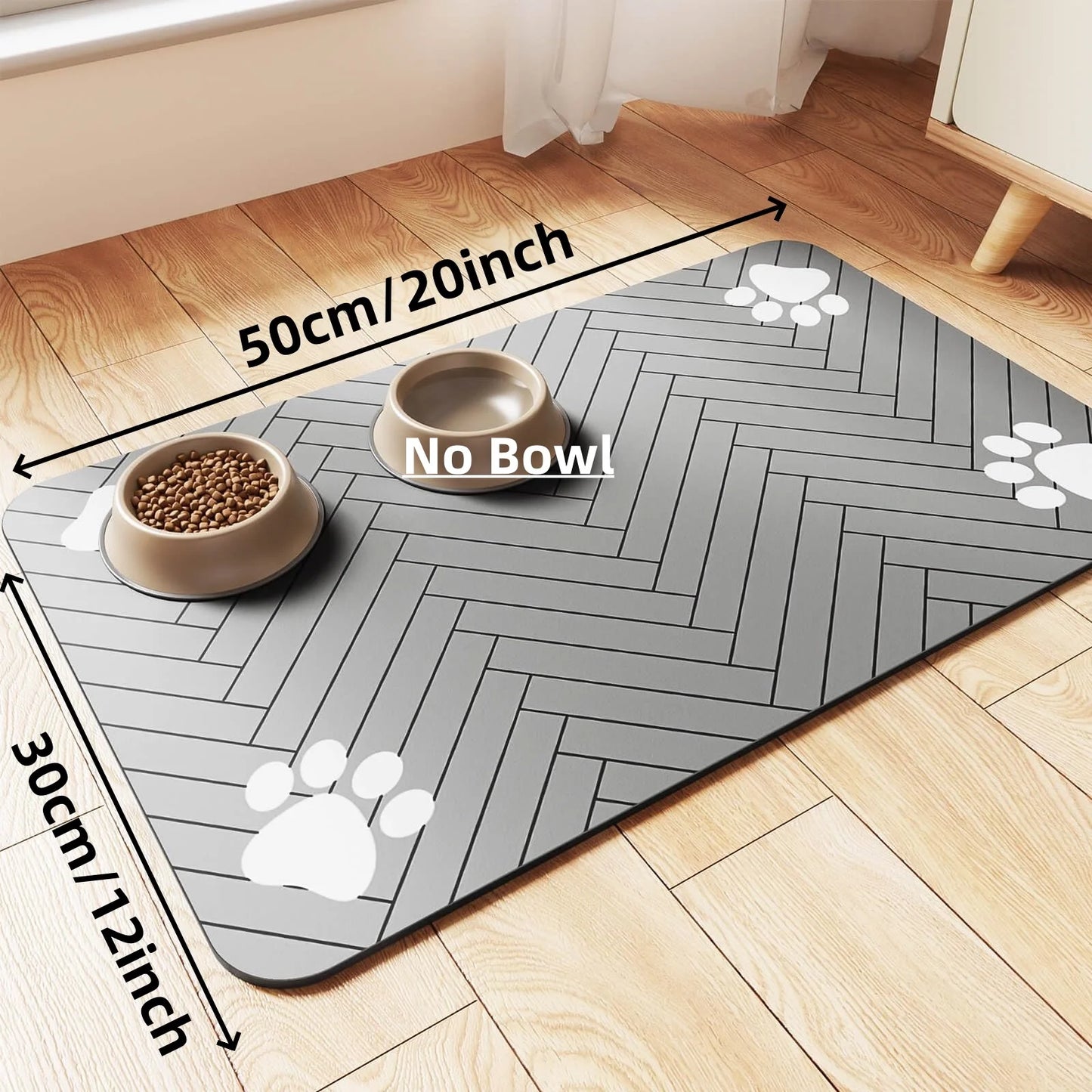 Pet Feeding Mat-Absorbent Pet Placemat for Food and Water Bowl with Waterproof Rubber Backing
