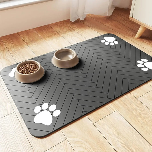 Pet Feeding Mat-Absorbent Pet Placemat for Food and Water Bowl with Waterproof Rubber Backing
