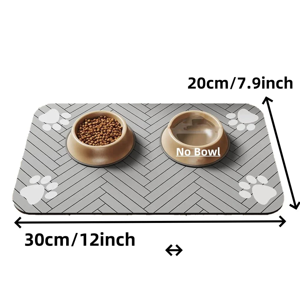 Pet Feeding Mat-Absorbent Pet Placemat for Food and Water Bowl with Waterproof Rubber Backing