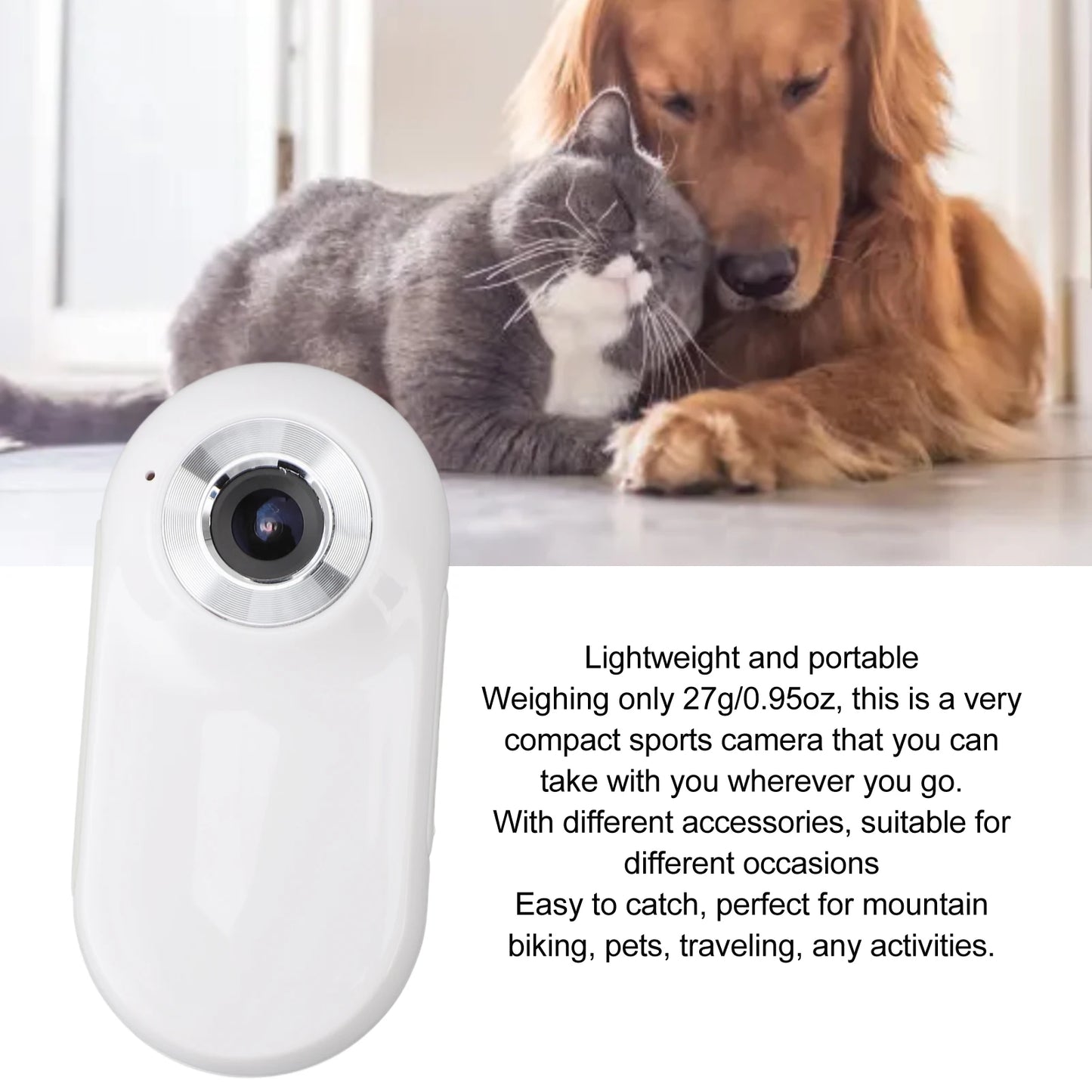 Pet Collar Camera for Videos and Photos HD 1080P 170° Wide Angle USB Rechargeable Adjustable Pet Camera Collar for Dogs Cats