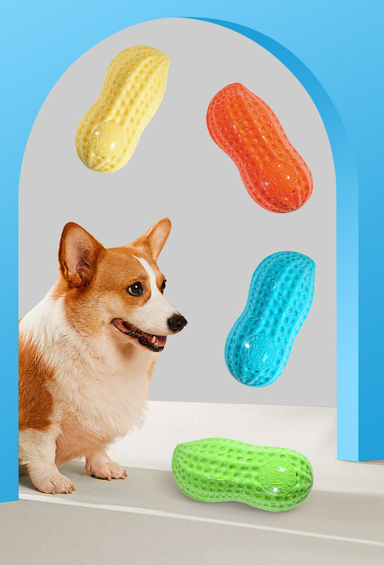 Dog Chewing Toy Simulation Peanut Squeaking Plaything Grinding Teeth Cleaning Anti Bite Rubber