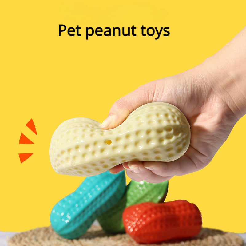 Dog Chewing Toy Simulation Peanut Squeaking Plaything Grinding Teeth Cleaning Anti Bite Rubber