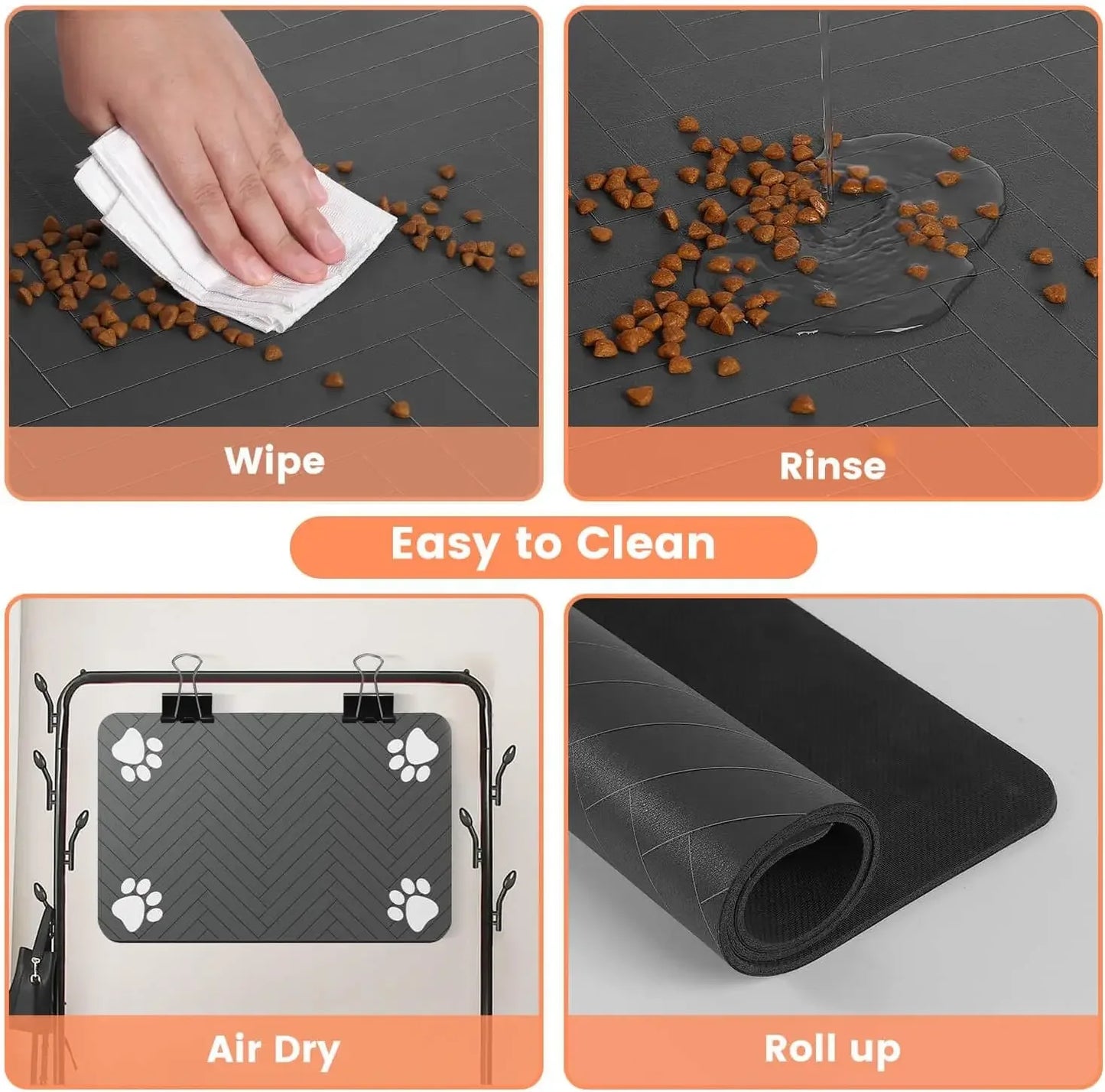 Pet Feeding Mat-Absorbent Pet Placemat for Food and Water Bowl with Waterproof Rubber Backing