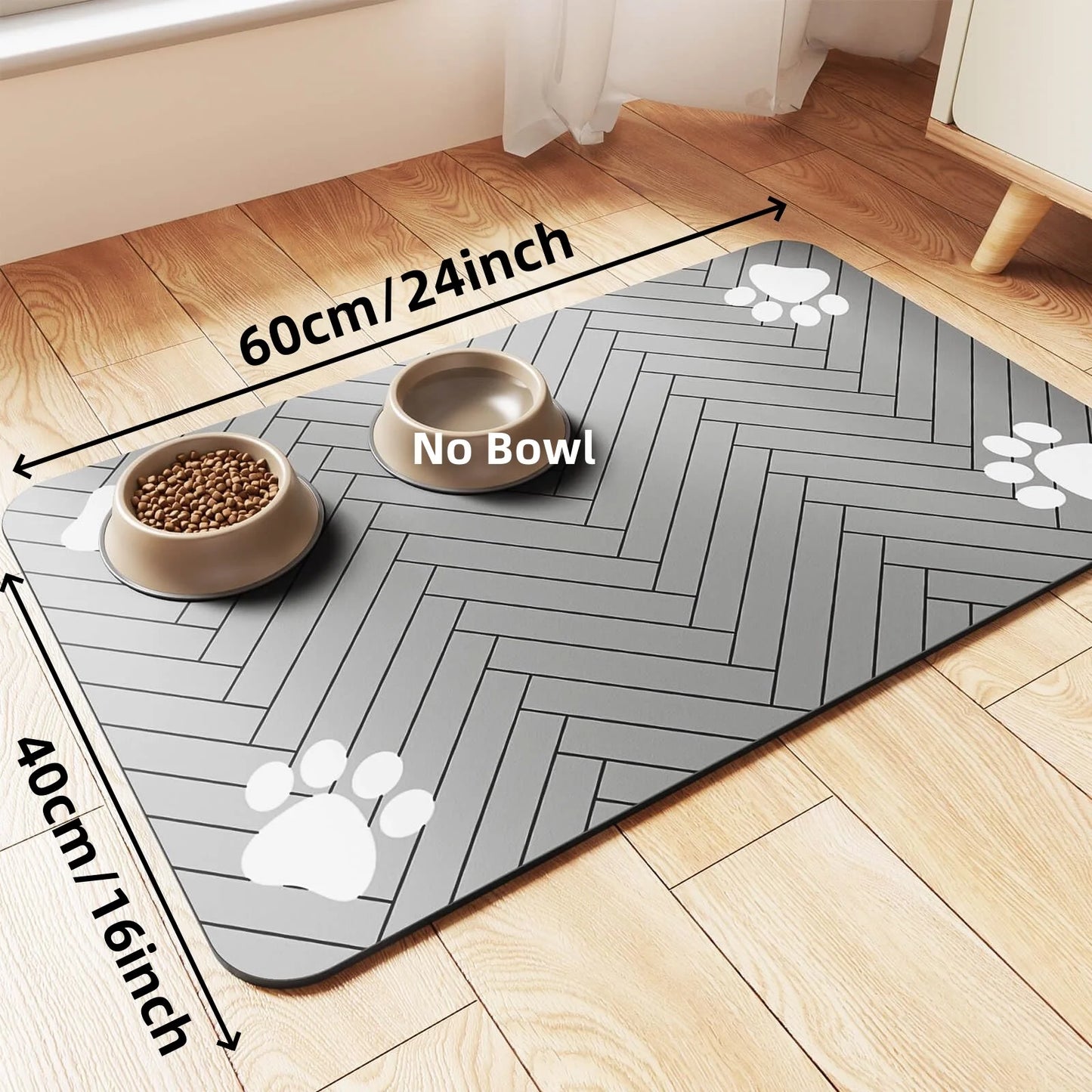 Pet Feeding Mat-Absorbent Pet Placemat for Food and Water Bowl with Waterproof Rubber Backing