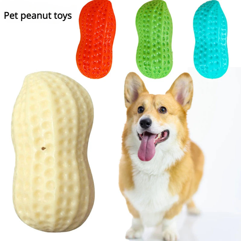 Dog Chewing Toy Simulation Peanut Squeaking Plaything Grinding Teeth Cleaning Anti Bite Rubber