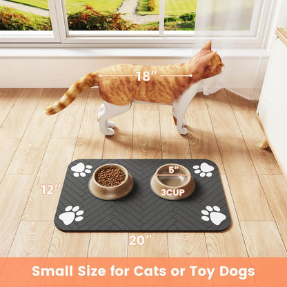 Pet Feeding Mat-Absorbent Pet Placemat for Food and Water Bowl with Waterproof Rubber Backing